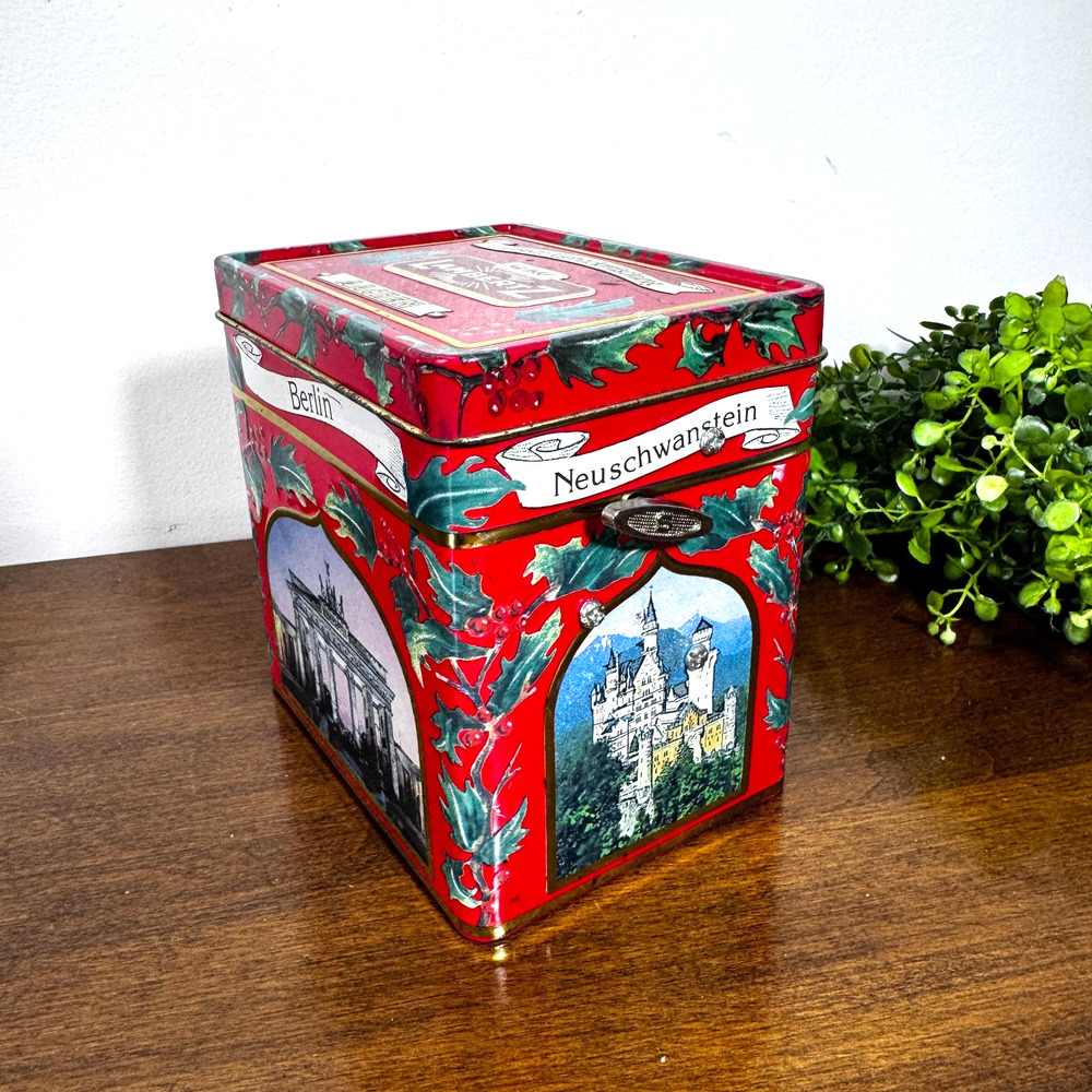 Vintage Lambertz German Cookie Tin Music Box 3.5x4.5 Christmas - Picture 2 of 8